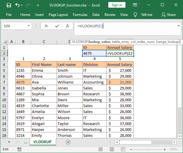 Vlookup excel