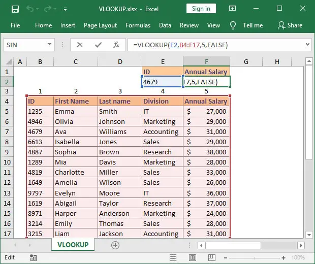 How to use VLOOKUP function in Excel