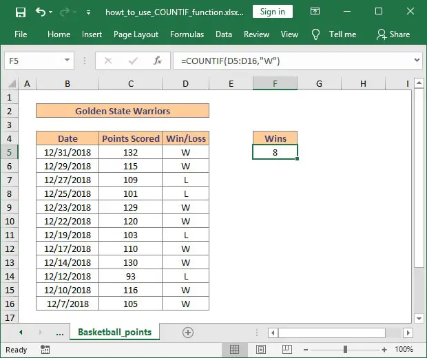 How to use COUNTIF function in Excel