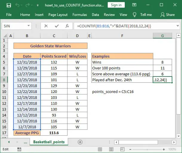 countif excel