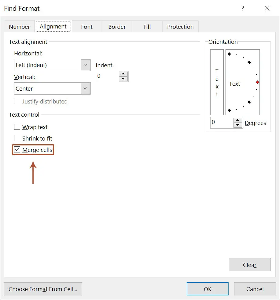 Select Merge cells and click OK.