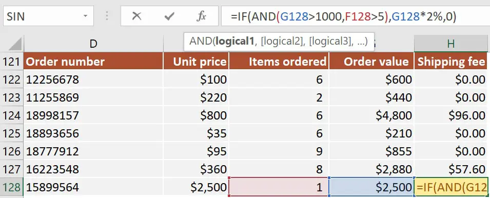 Using IF with AND function