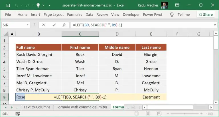 How To Separate First And Last Name In Excel 