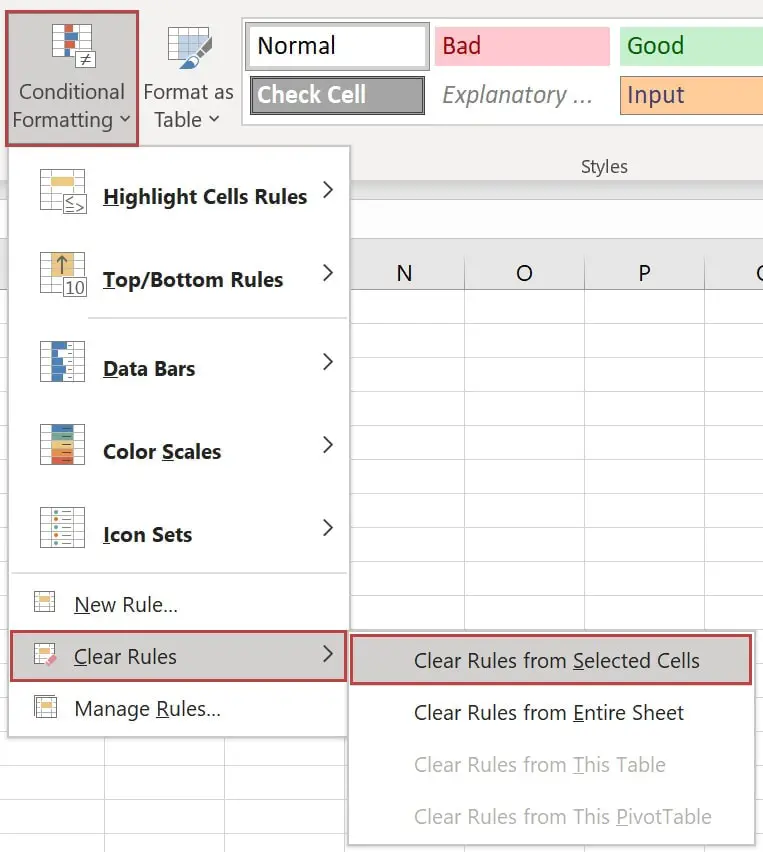 Clear Conditional Formatting from Selected Cells
