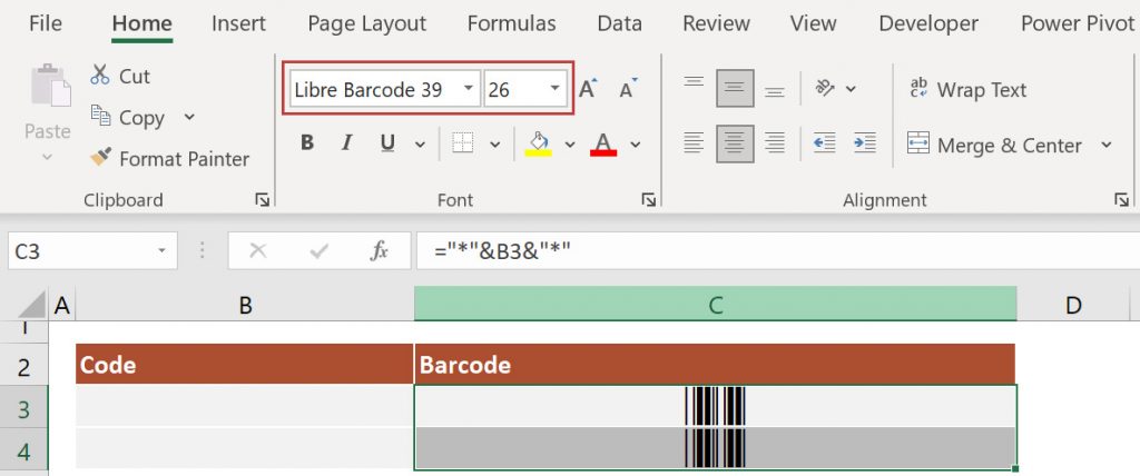 Change the font to Libre Barcode 39.