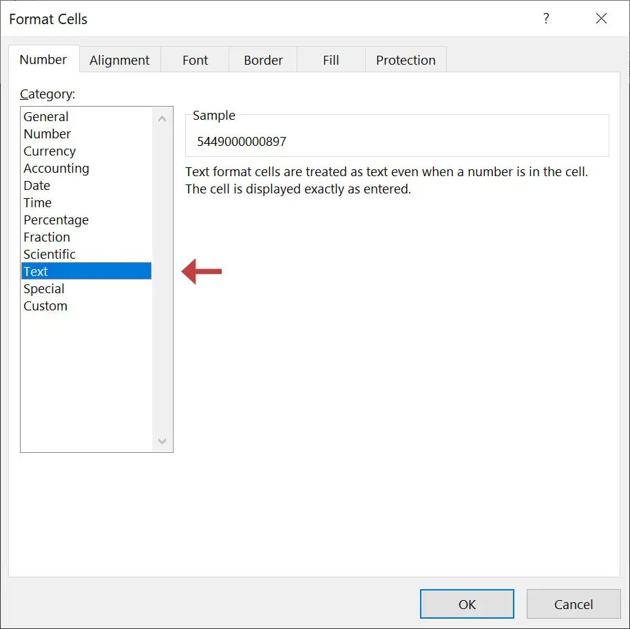 Change the format to Text to properly generate the barcodes.