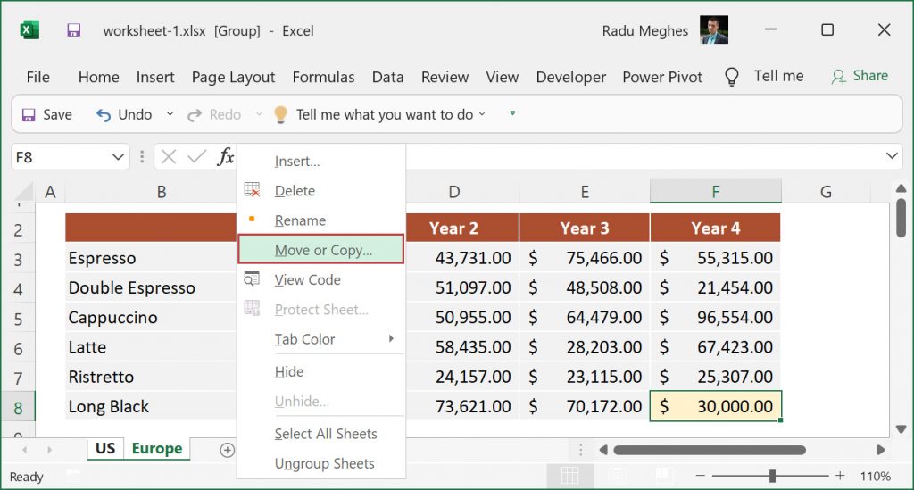 Select the Excel sheets that you want to merge.