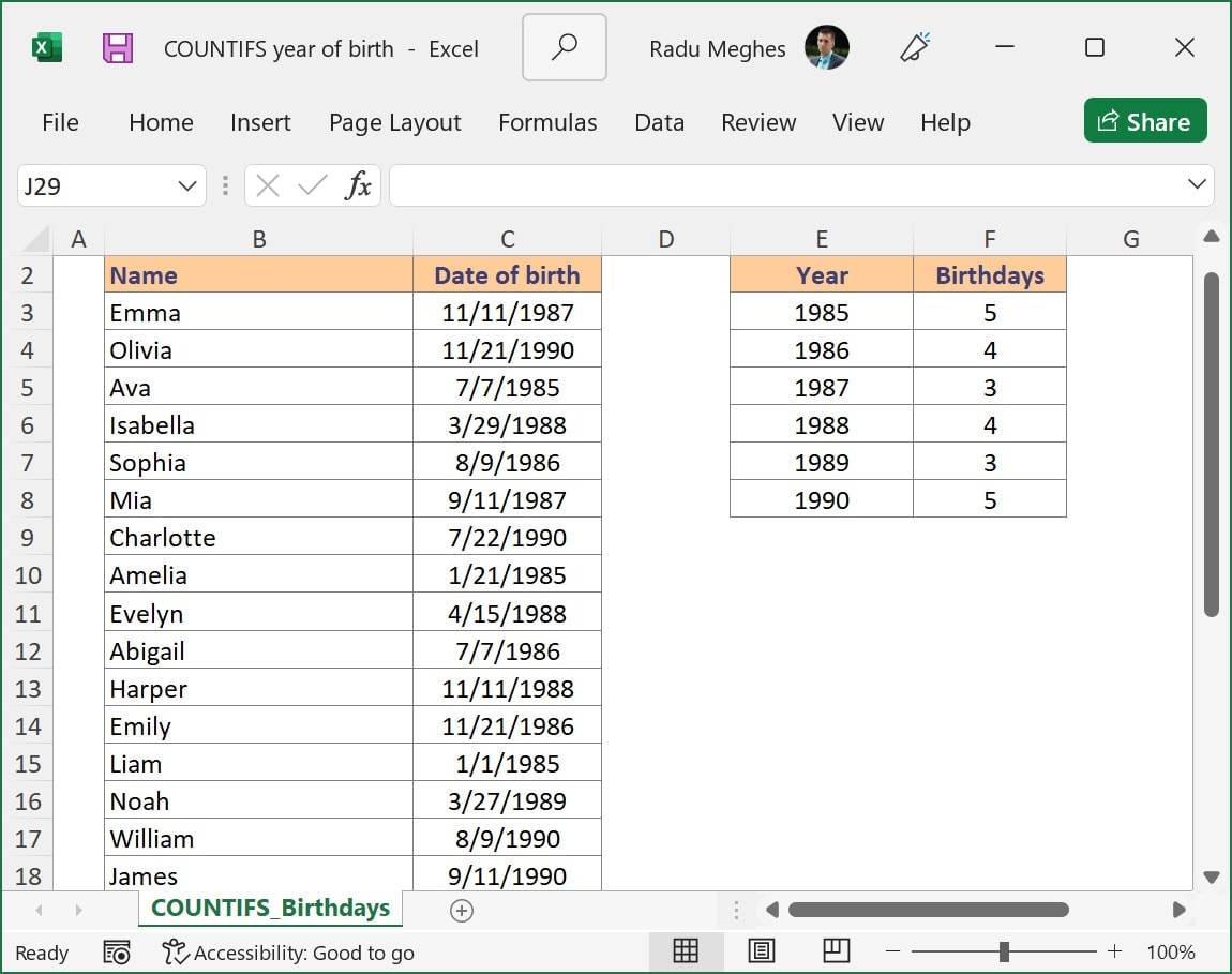 How to count cells between two dates using COUNTIFS Excel Explained